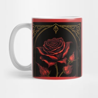 Framed oriental style red rose Mug